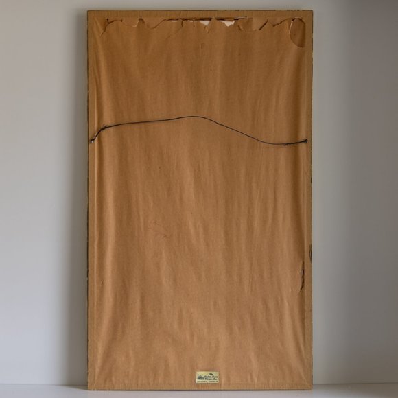 Vintage Chinese Serigraph Landscape – Misty Mountains, Temple & Sailboats Frame - Picture 5 of 7